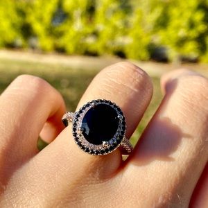 New 925 Sterling Silver Black sapphire ring
